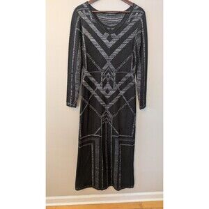 Peruvian Connection Sweater Dress S Maxi Knit Boho Dark Romantic Castle Metallic